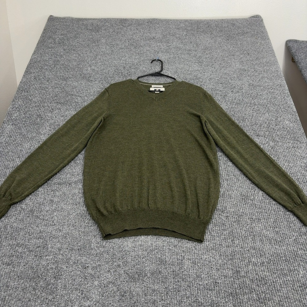Joseph Sweater Mens M Green‎ Merino Wool V Neck Lightweight Classic Office